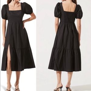 ASTR The Label Puff Sleeve Tiered Midi Dress